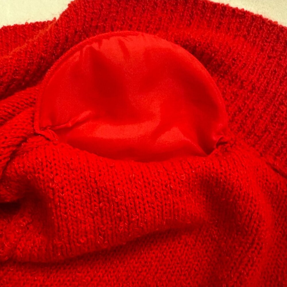 Vintage Le Chois Los Angeles Red Open Front Knit Cardigan Sweater Womens Size L - Picture 8 of 12